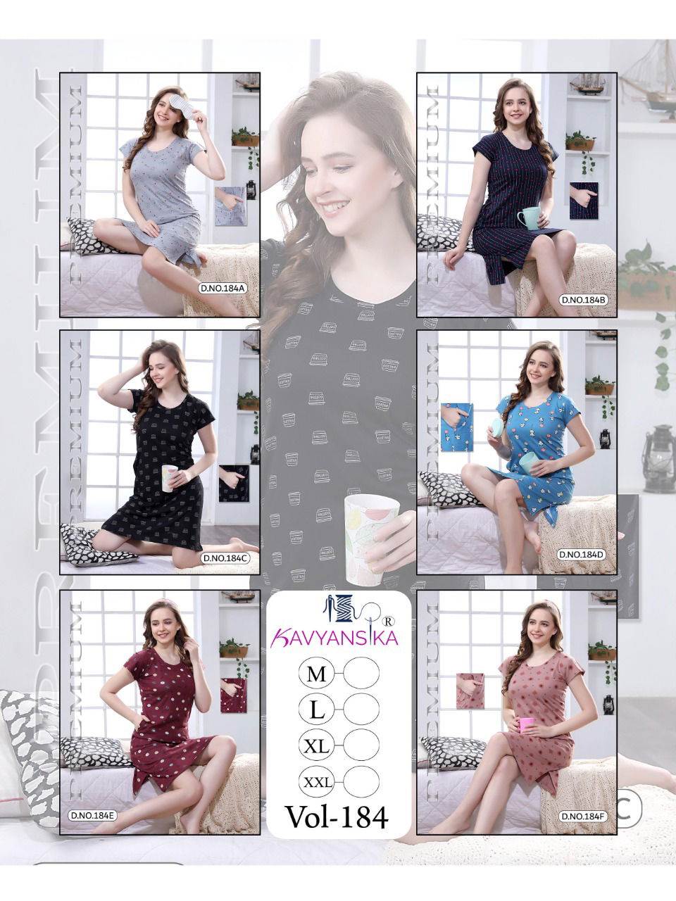 Kavyansika 184 Women Short Night Wear Hosiery Cotton Long T-shirt Type Latest Collection